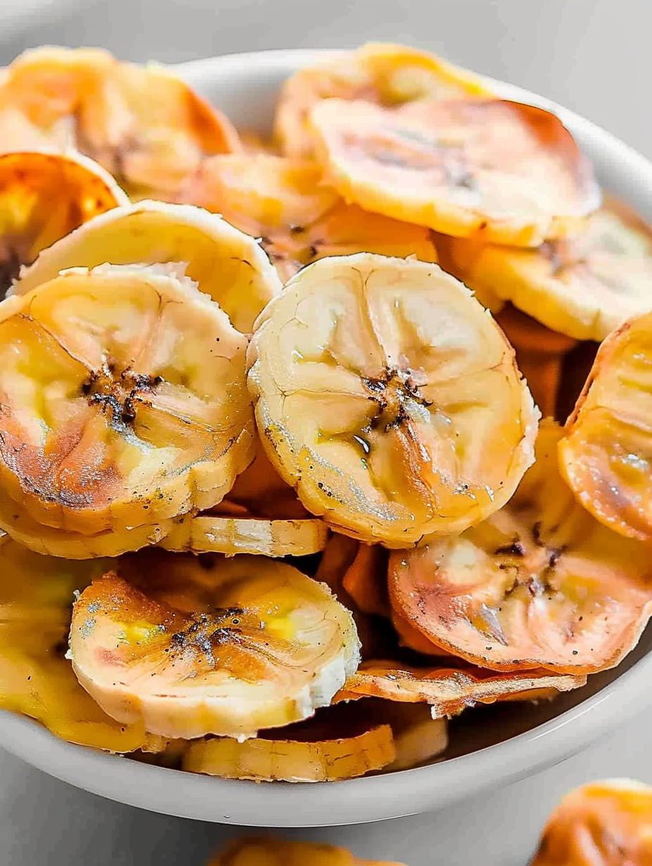A bowl of air fryer banana chips.