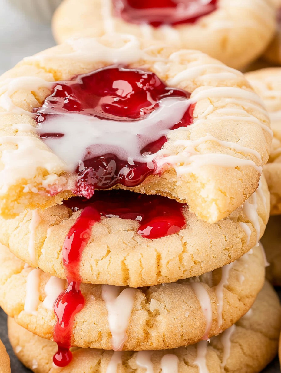 A cookie with a cherry filling.