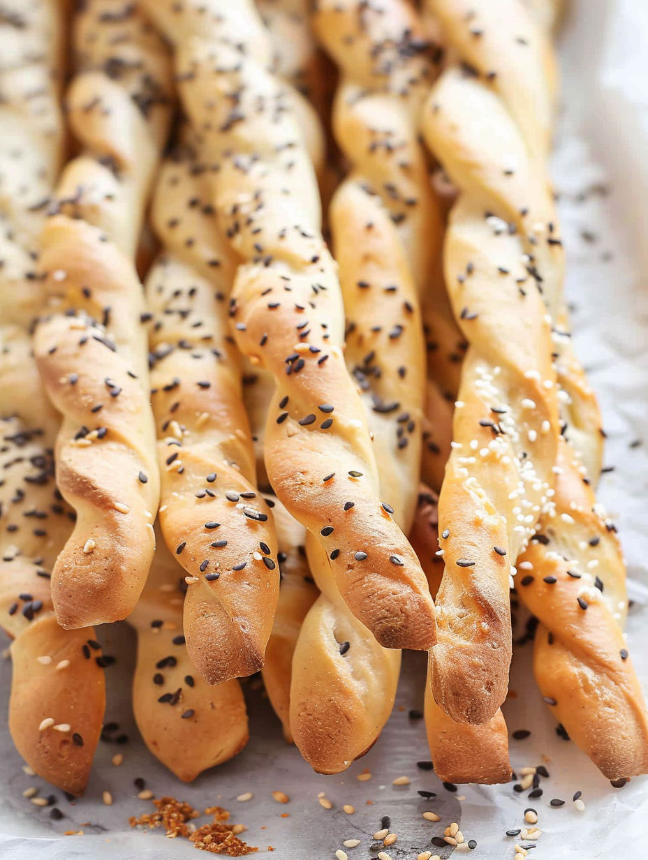 Breadsticks with sesame seeds.