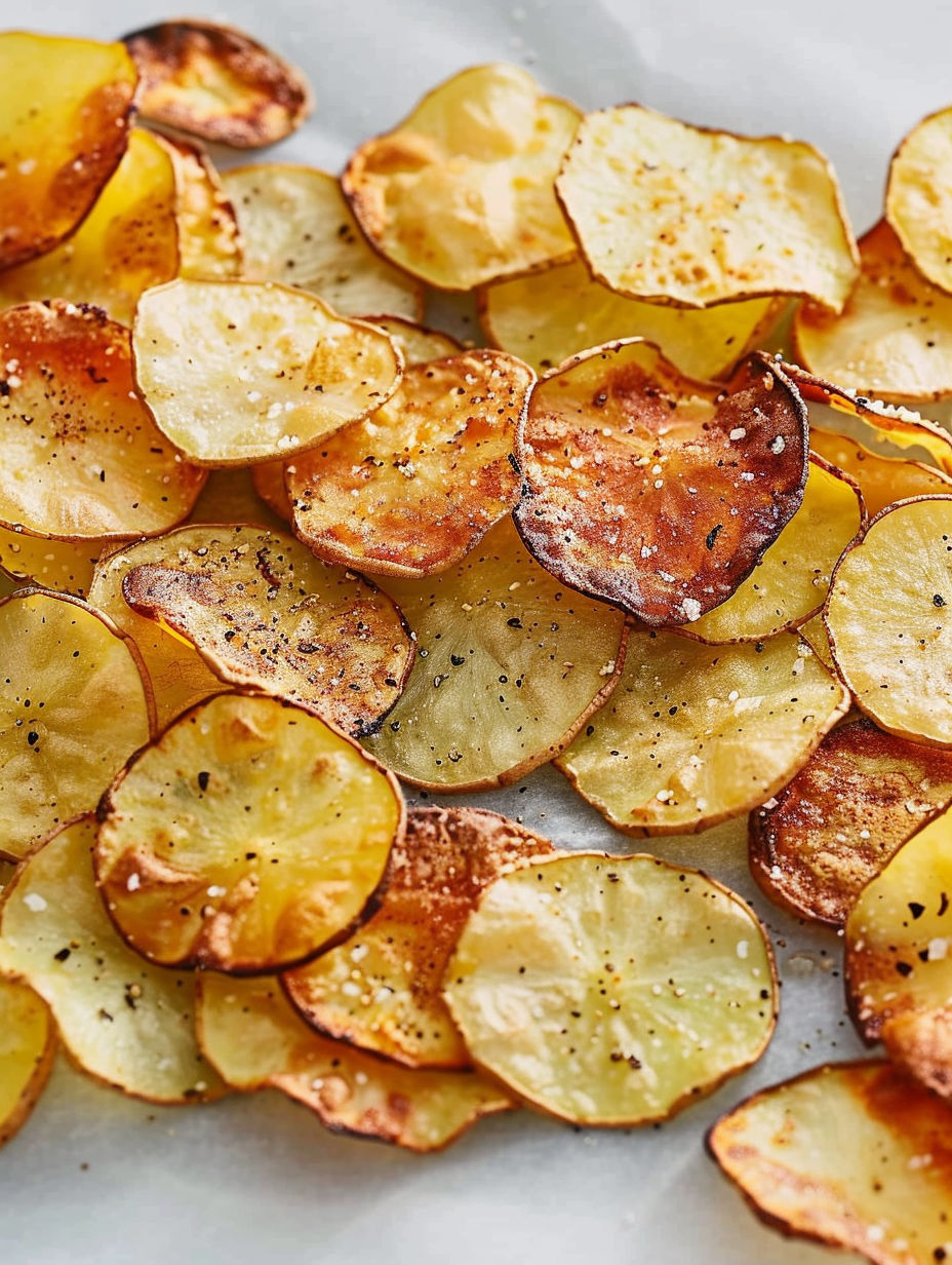 Homemade baked potato chips.
