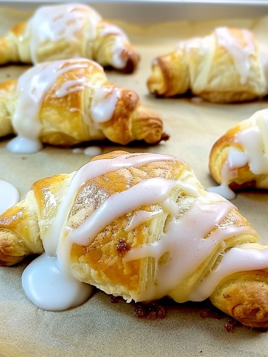 A tray of crescent cream cheese cinnamon rolls.