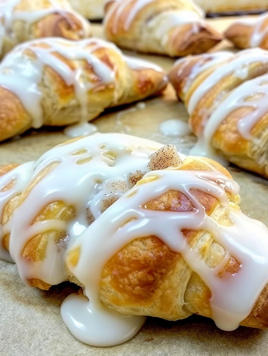 Cinnamon rolls with white icing.
