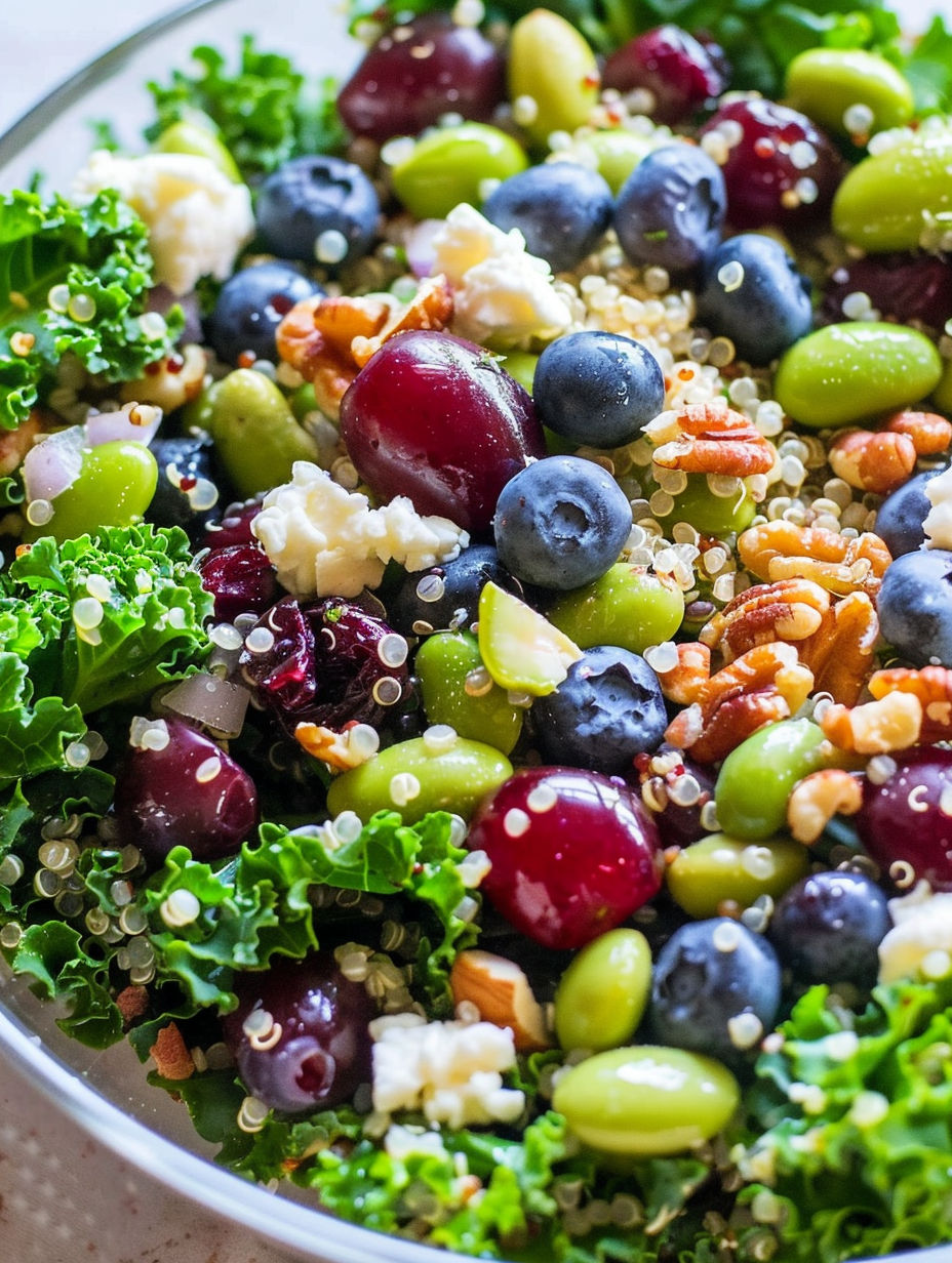 A bowl of food containing twelve different types of food.