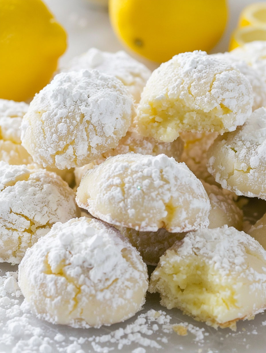 A plate of cookies with a lemon wedge on top.