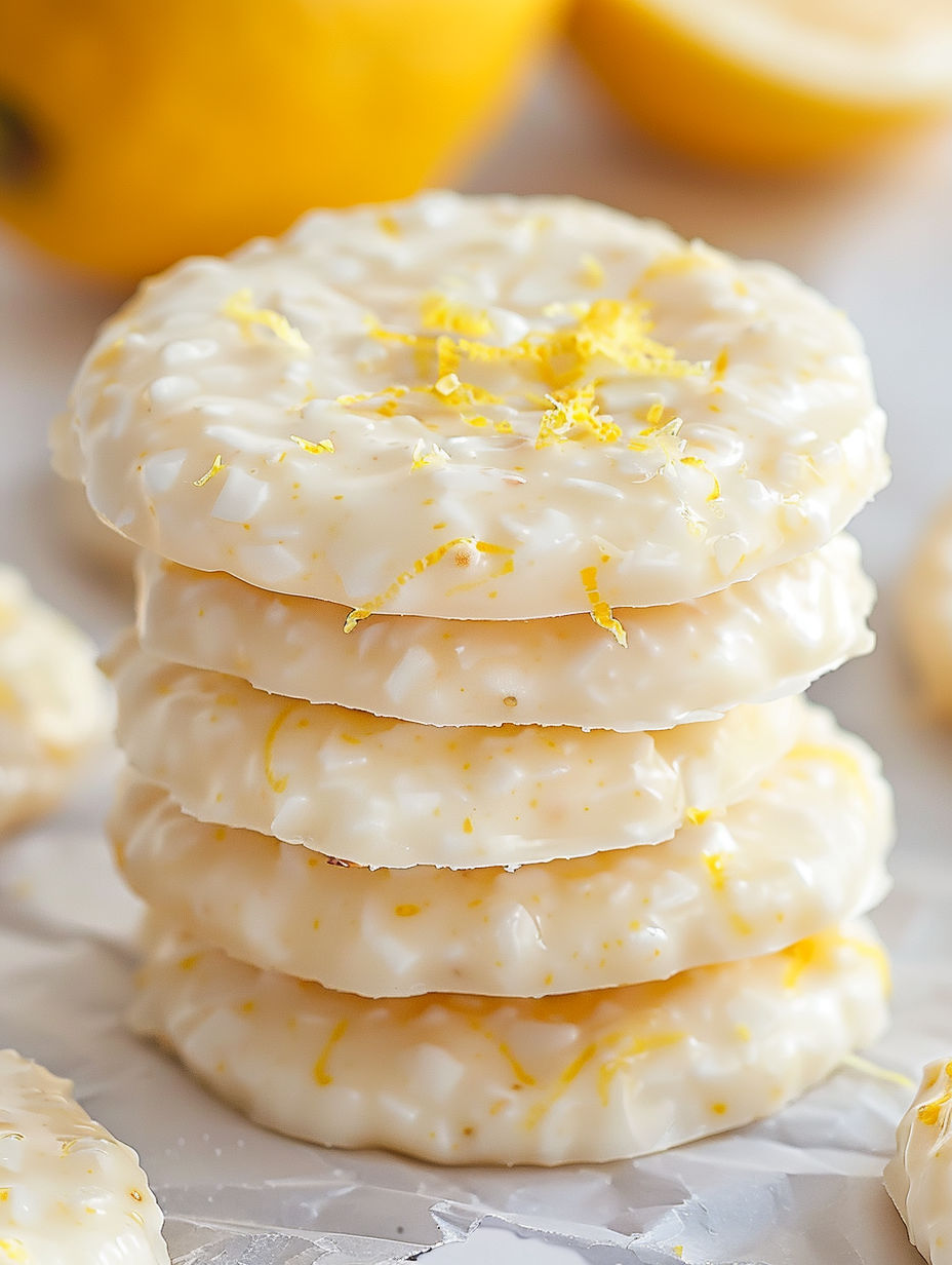 Stack of three lemon cookies.