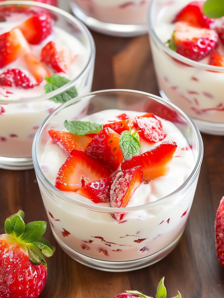 A bowl of strawberry cream.