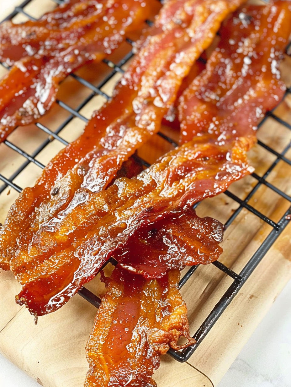 Bacon on a wire rack.