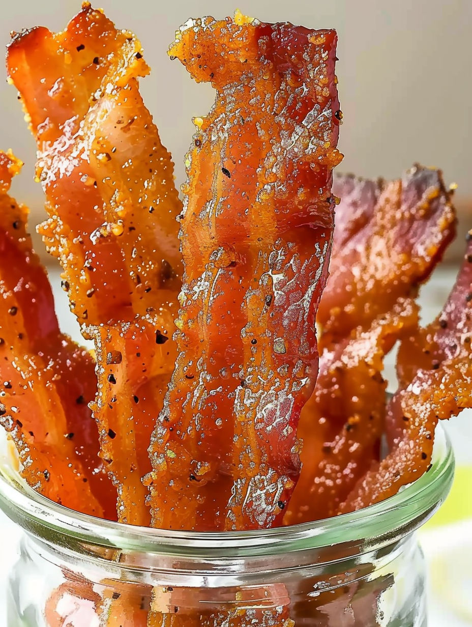 Bacon in a glass bowl.