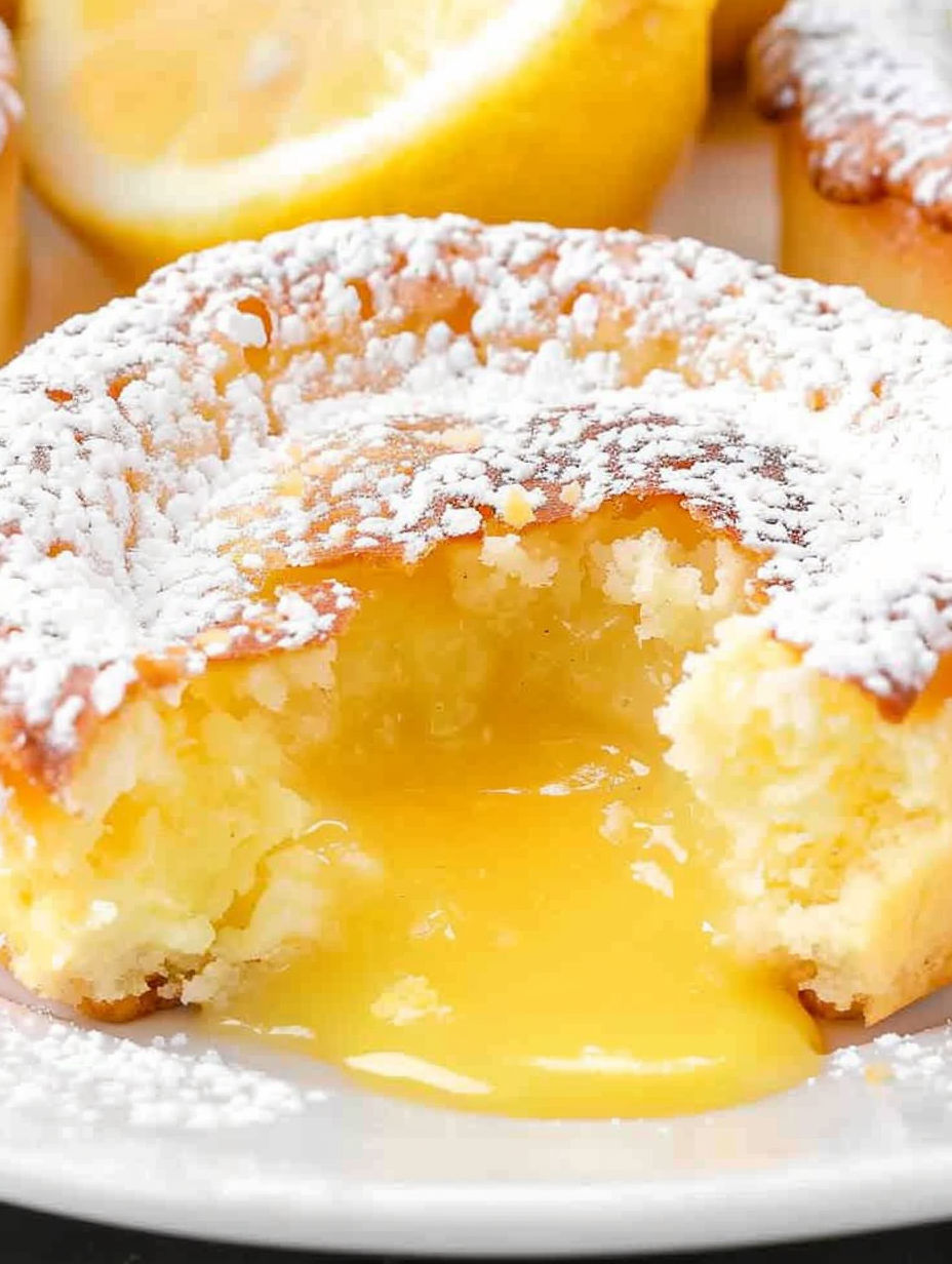 A slice of lemon lava cake with a yellow filling.