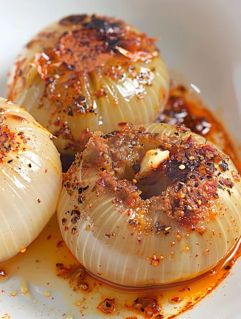 Onions boiled in a sauce.