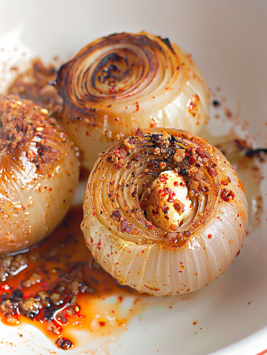 Onions boiling in a pot.