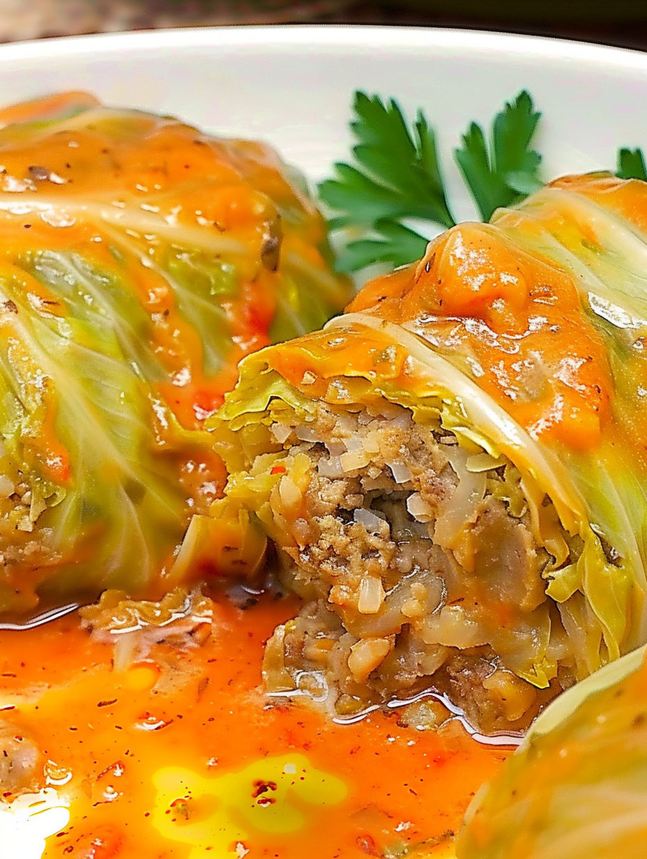 A plate of Russian stuffed cabbage.