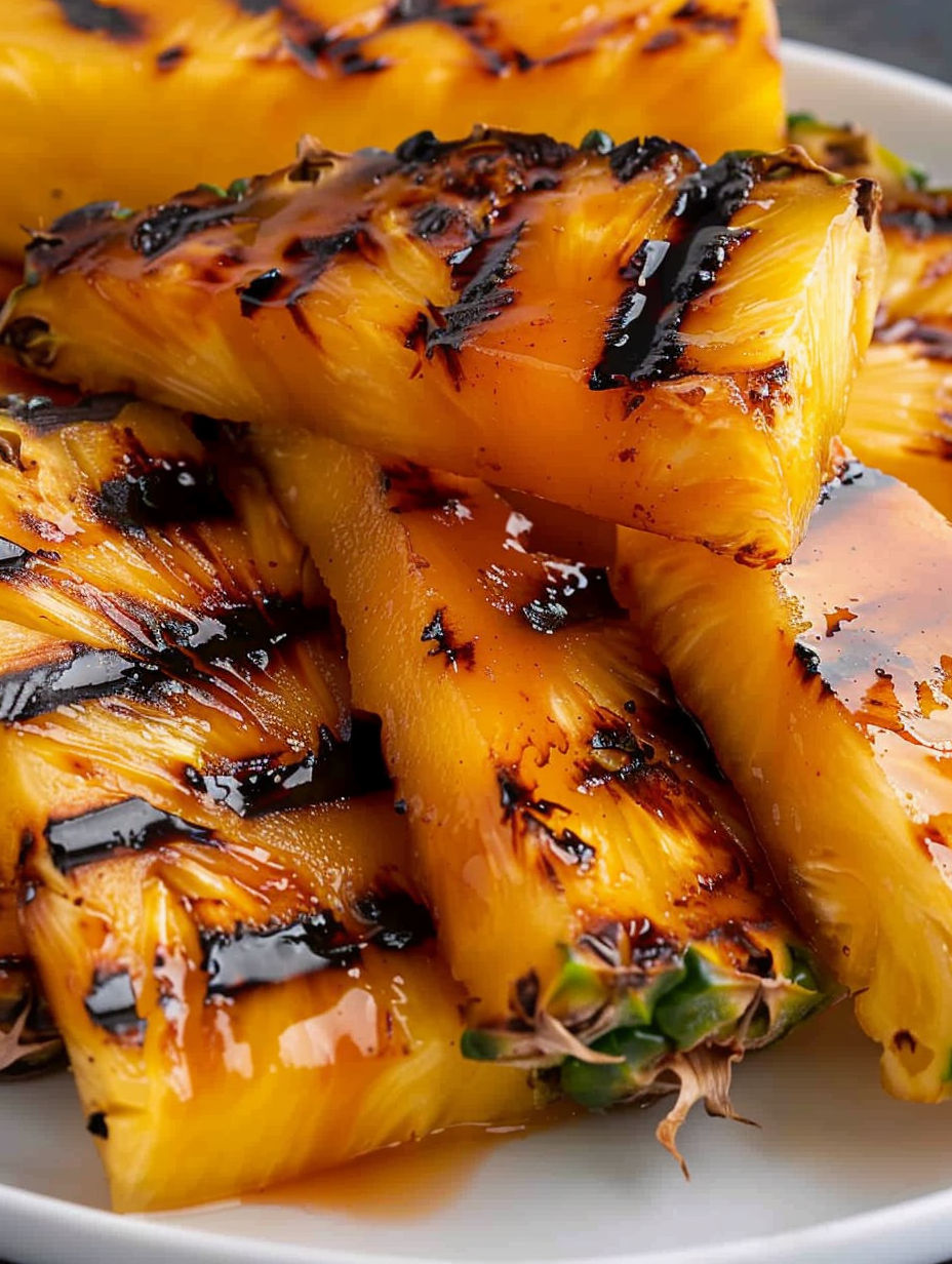 Brown sugar grilled pineapple slices.