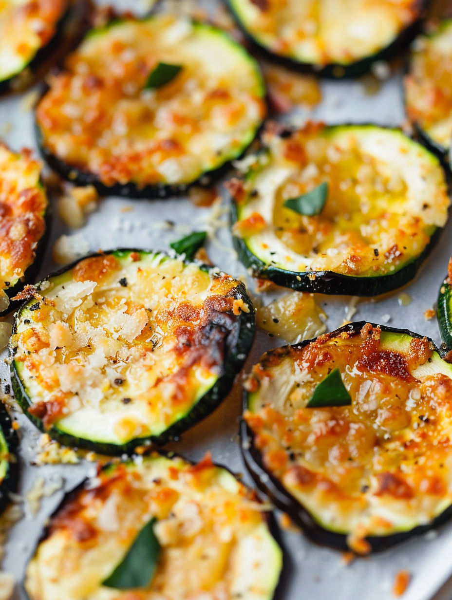 Baked zucchini chips on a white plate.