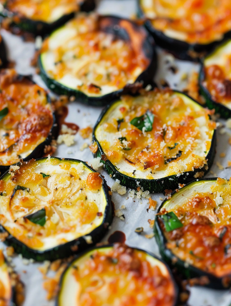 Baked zucchini chips on a paper towel.
