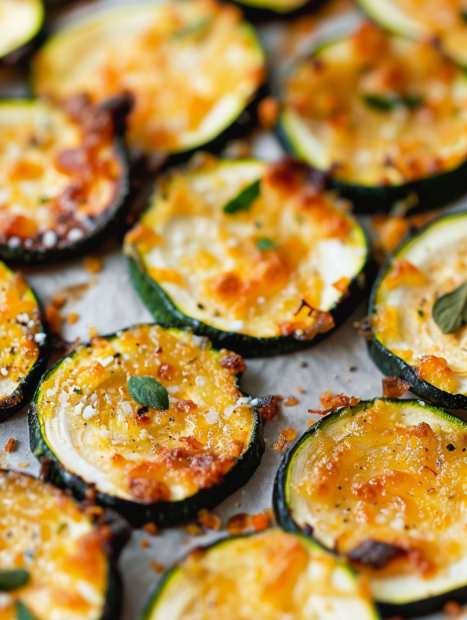 Baked zucchini chips on a white plate.