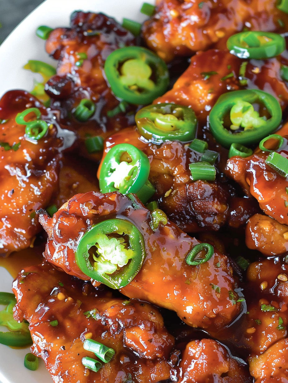 A plate of spicy jalapeno chicken.