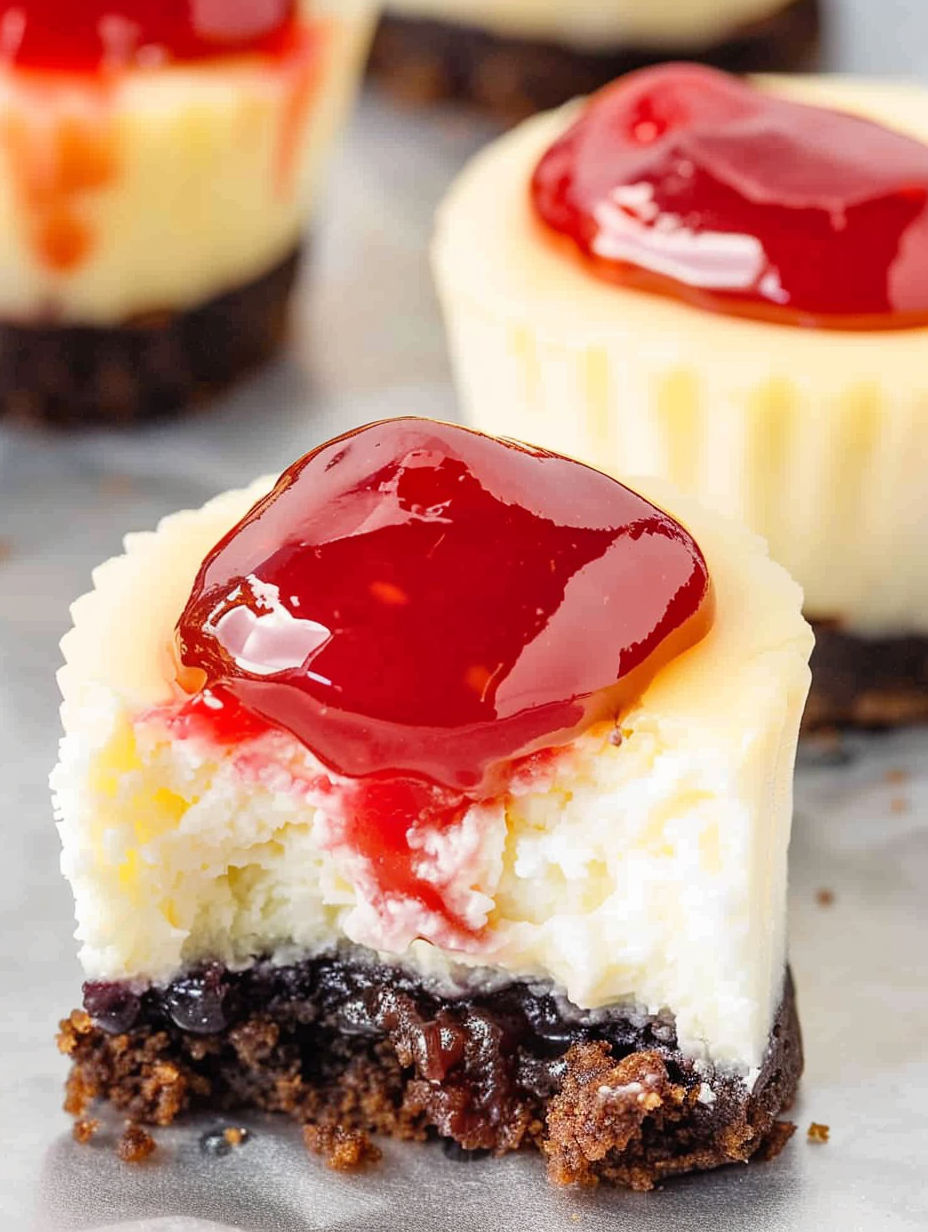 A small piece of cheesecake with a cherry on top.
