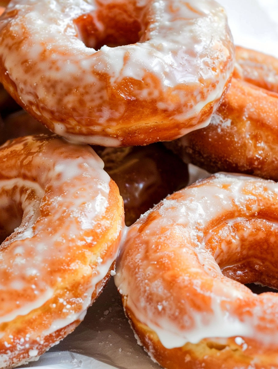 A stack of sour cream cake donuts.