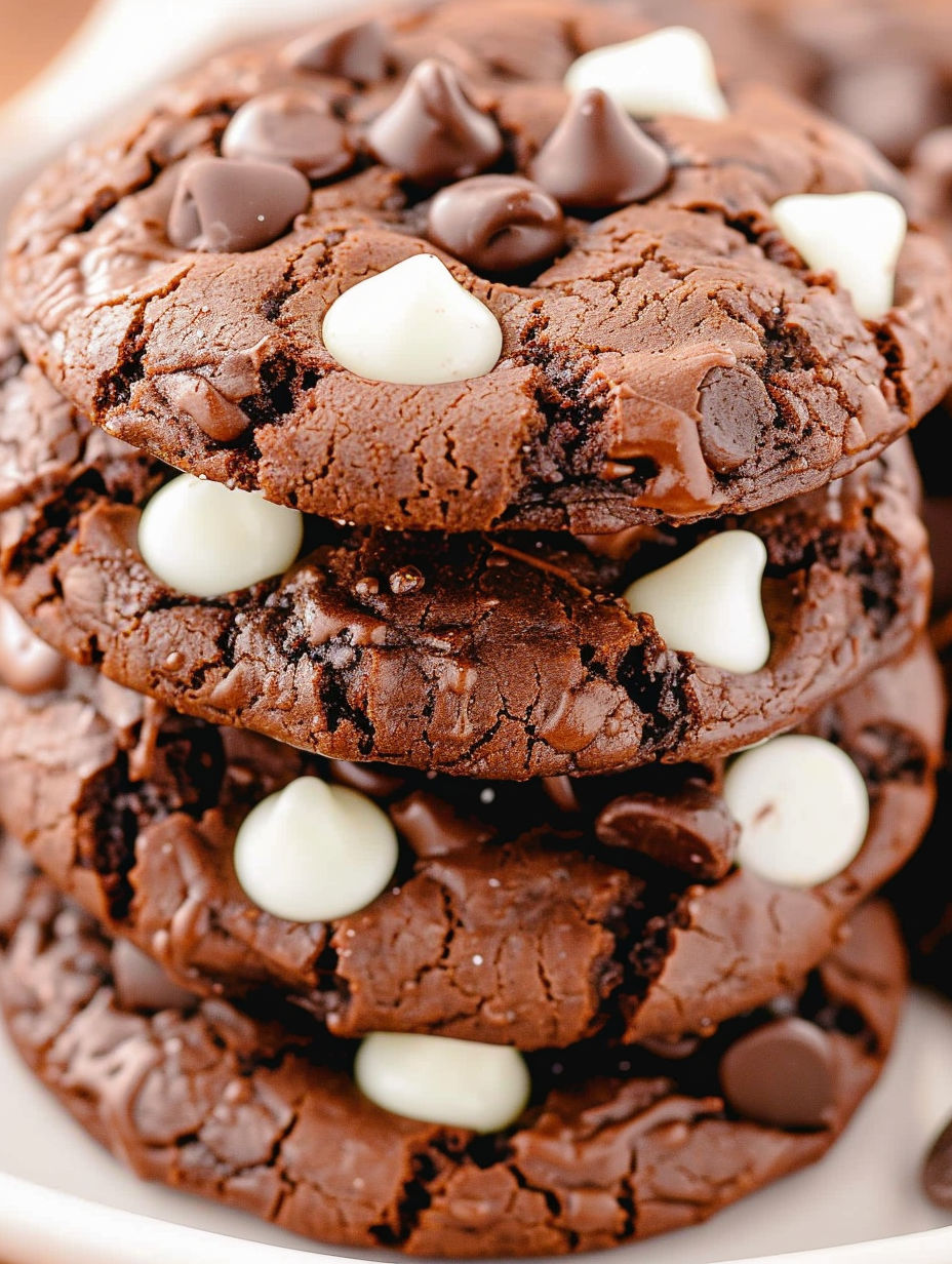 Chocolate chip cookies with white chips.