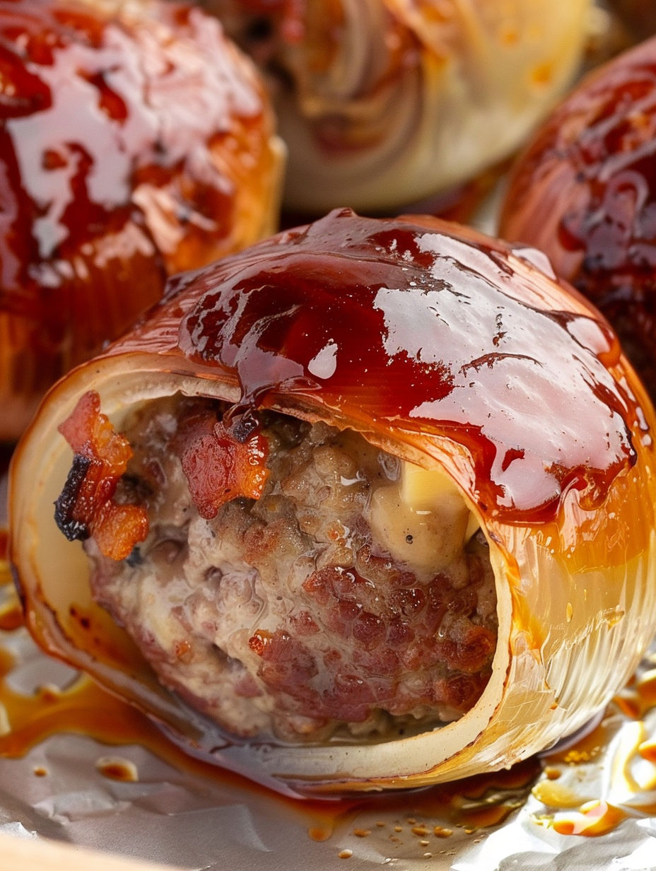 A close up of a delicious onion bomb.