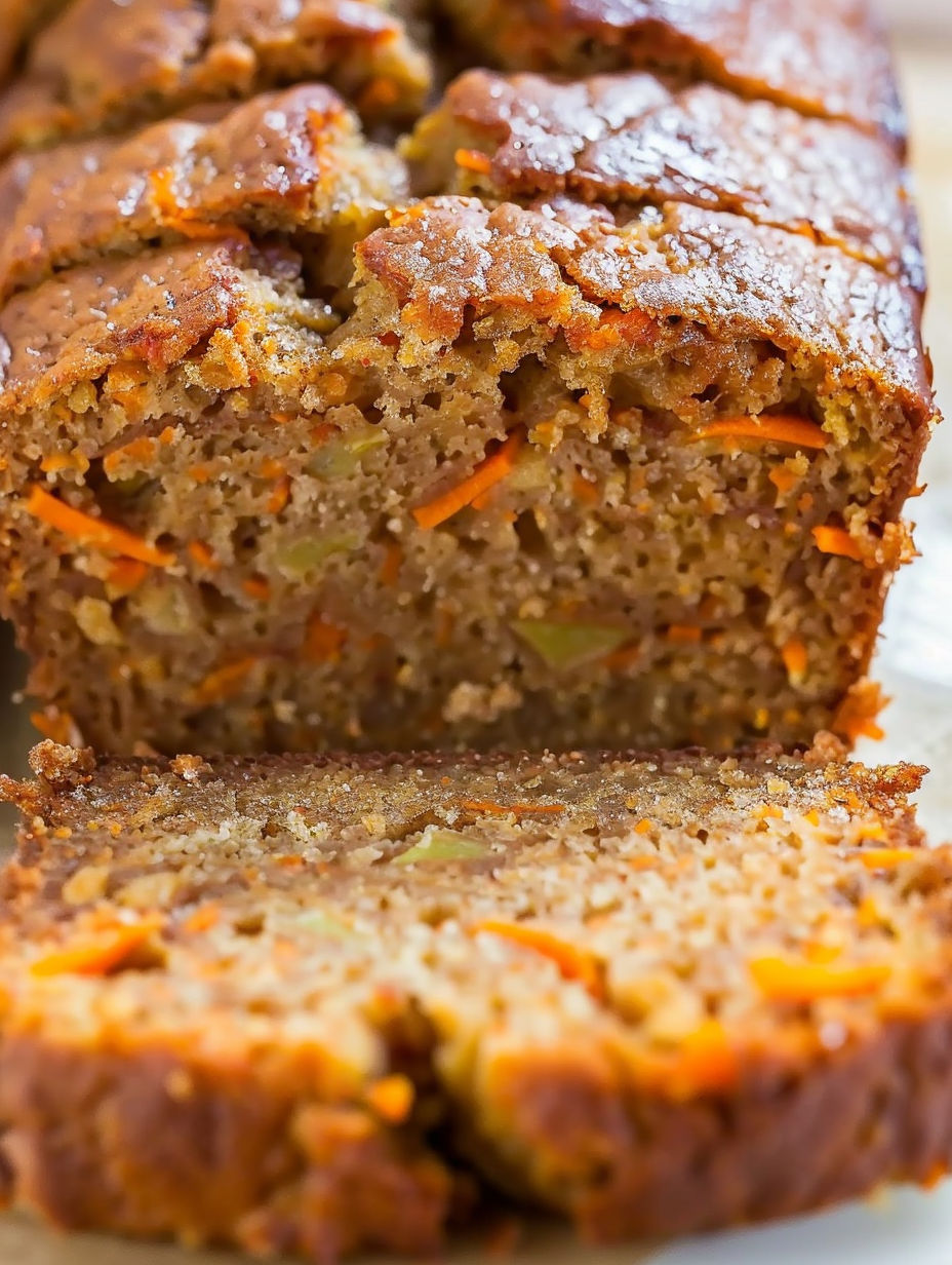 A slice of carrot apple bread.