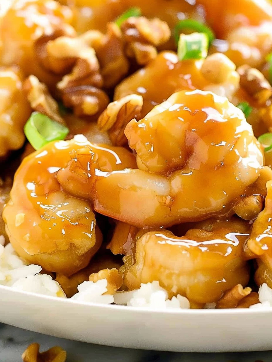 A plate of Honey Walnut Shrimp.