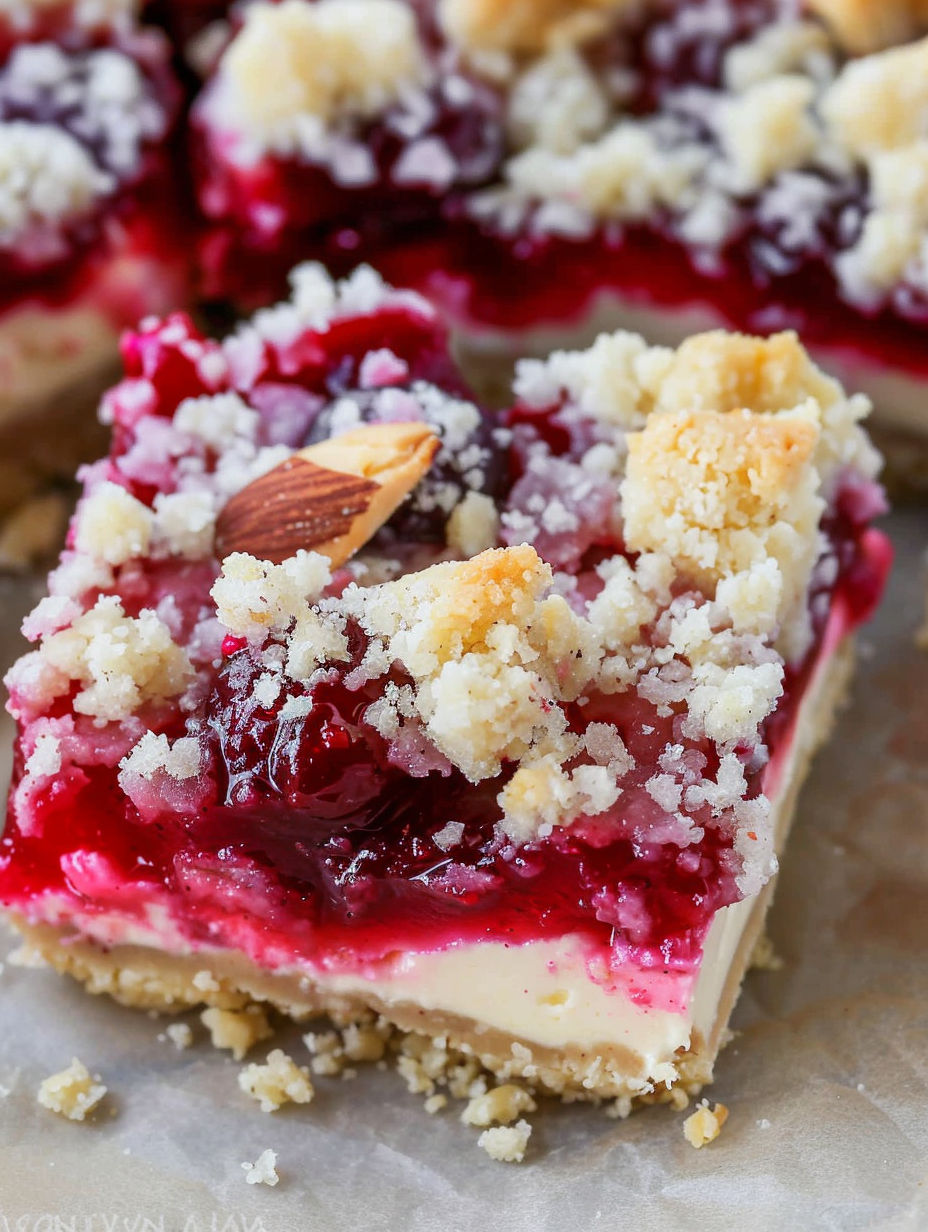 A slice of Christmas cheesecake bars.