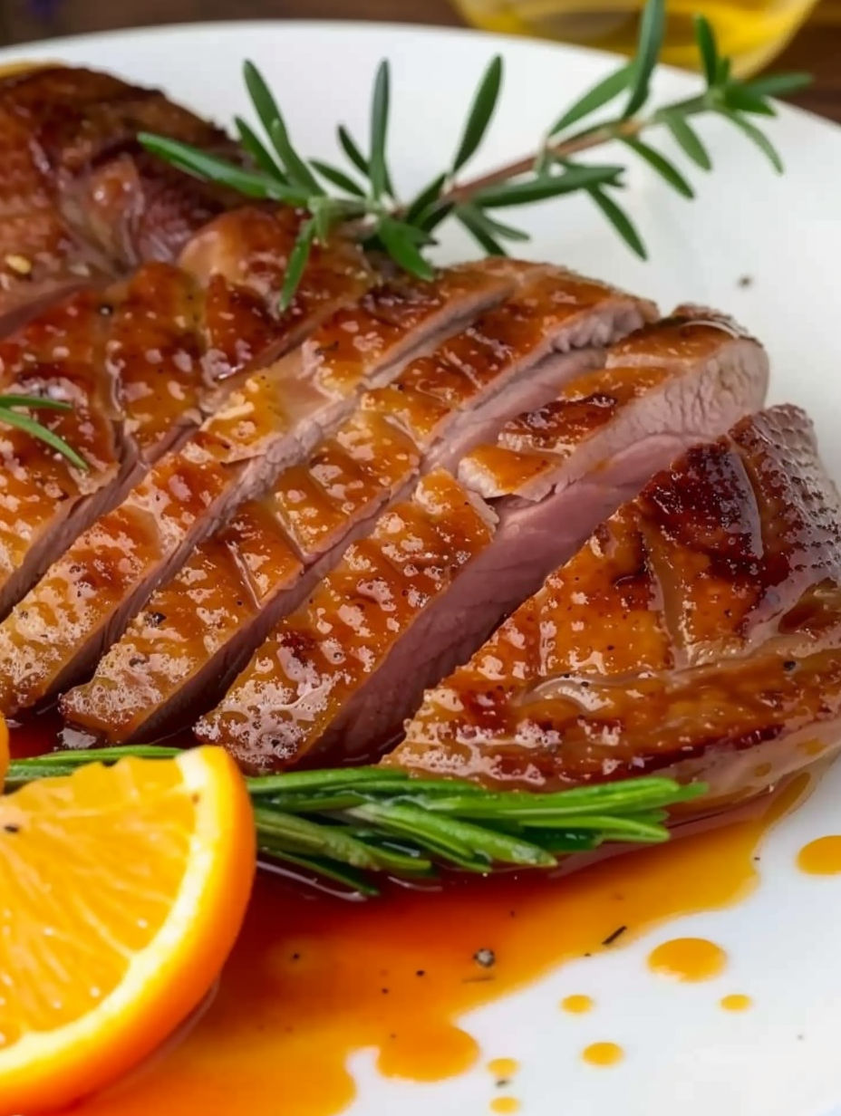 Sous Vide Duck Breast in Orange Sauce.