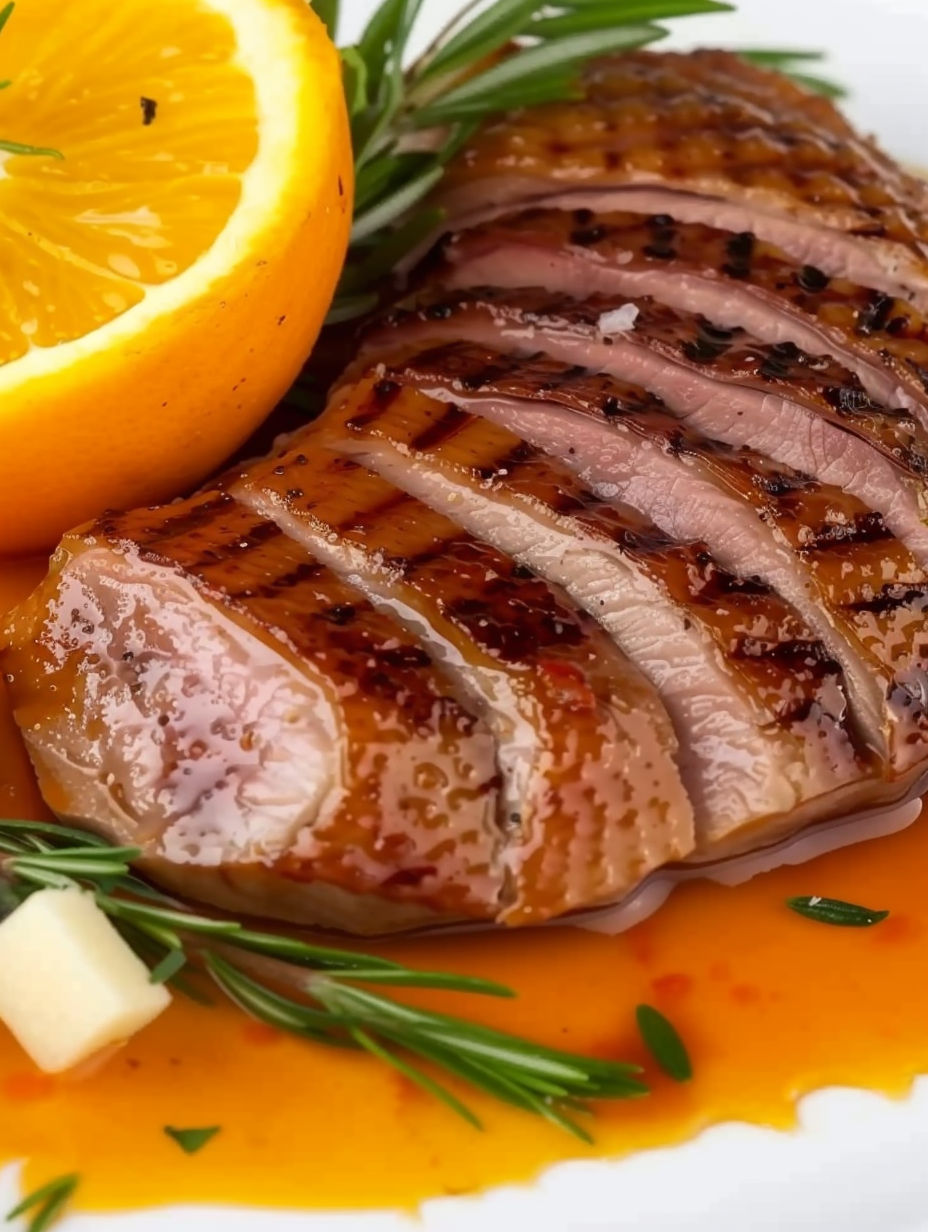Sous Vide Duck Breast in Orange Sauce.