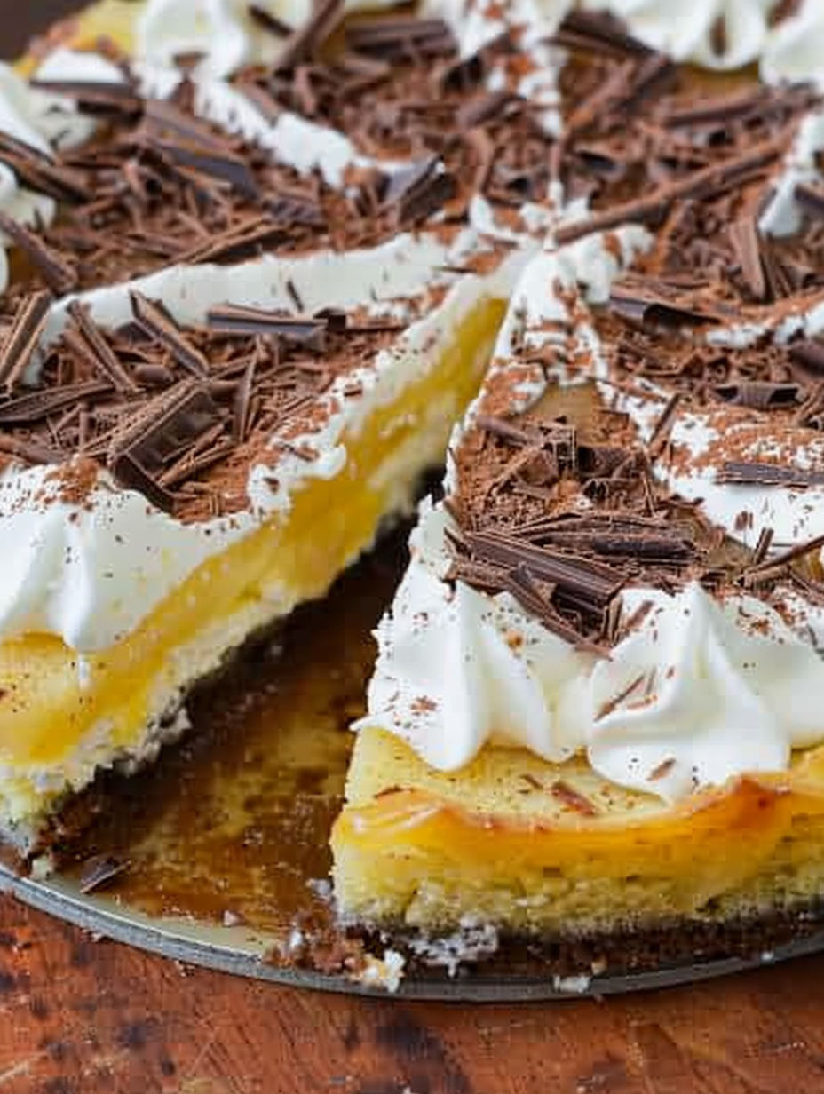 A slice of Swedish apple cake with chocolate chips.