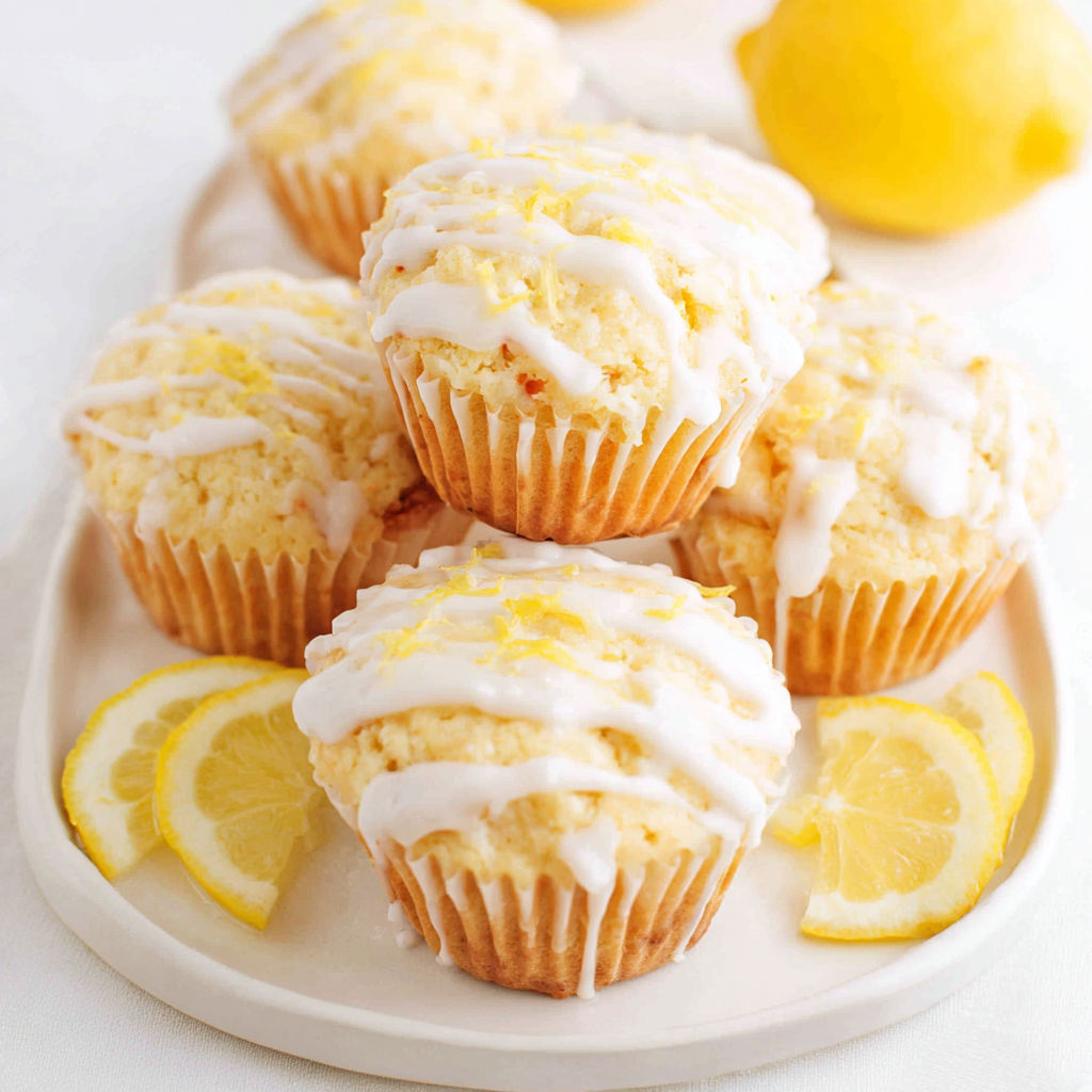 A plate of lemon ricotta muffins.