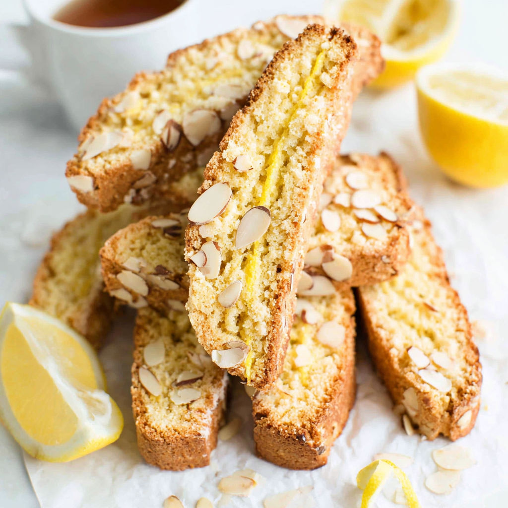 A stack of lemon biscotti.