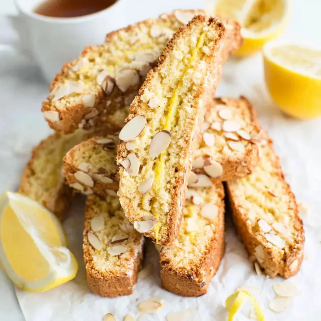 A stack of lemon biscotti.