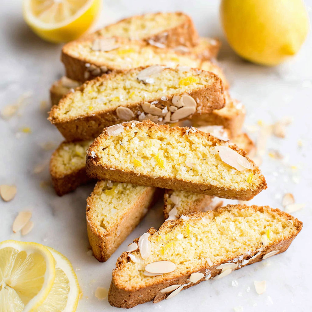 A stack of lemon biscotti.