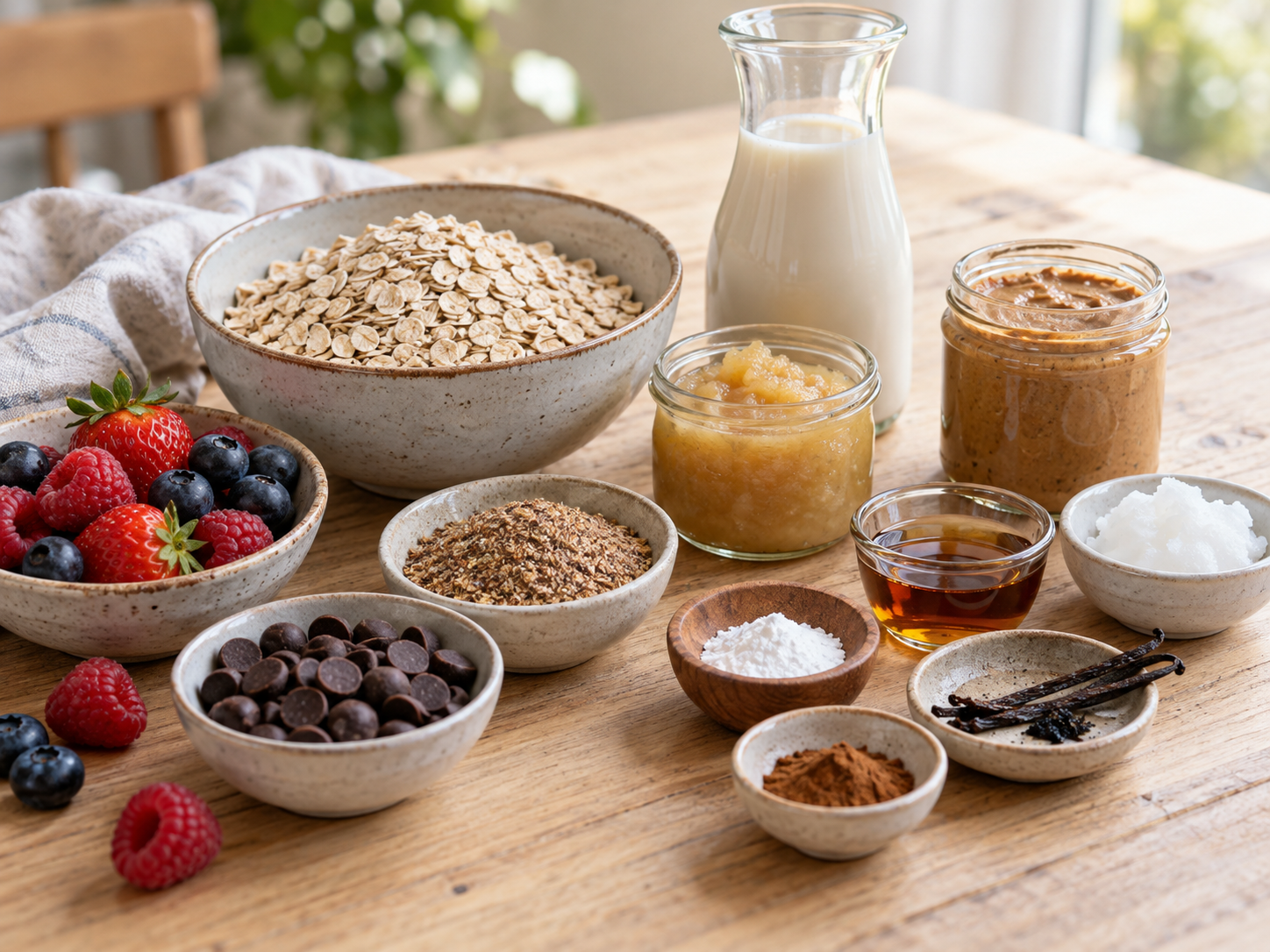 Zutaten für Baked Oats ohne Banane mit Haferflocken und Apfelmus