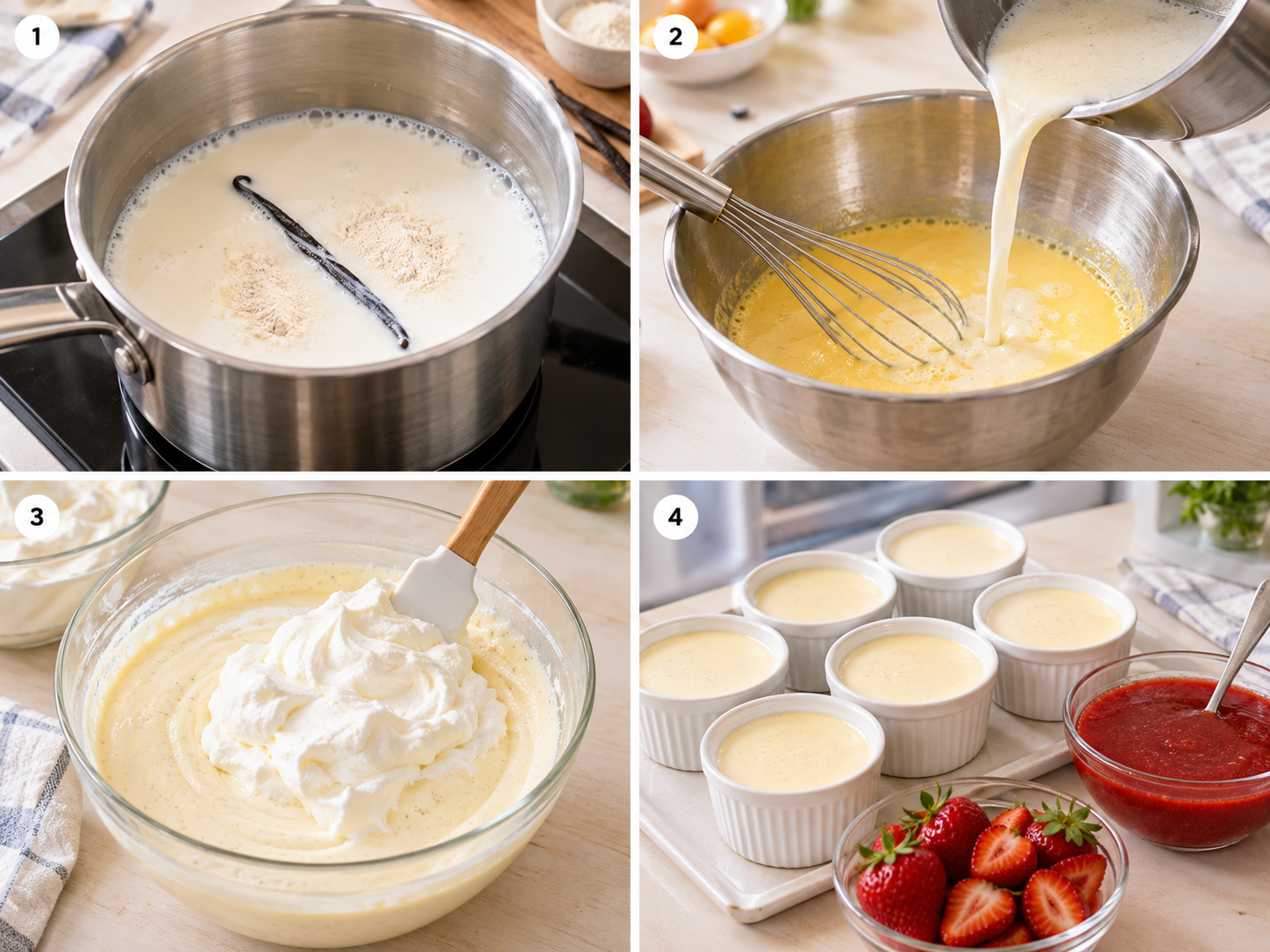 Zubereitungsschritte für Bayerische Creme ohne Gelatine mit Agar-Agar
