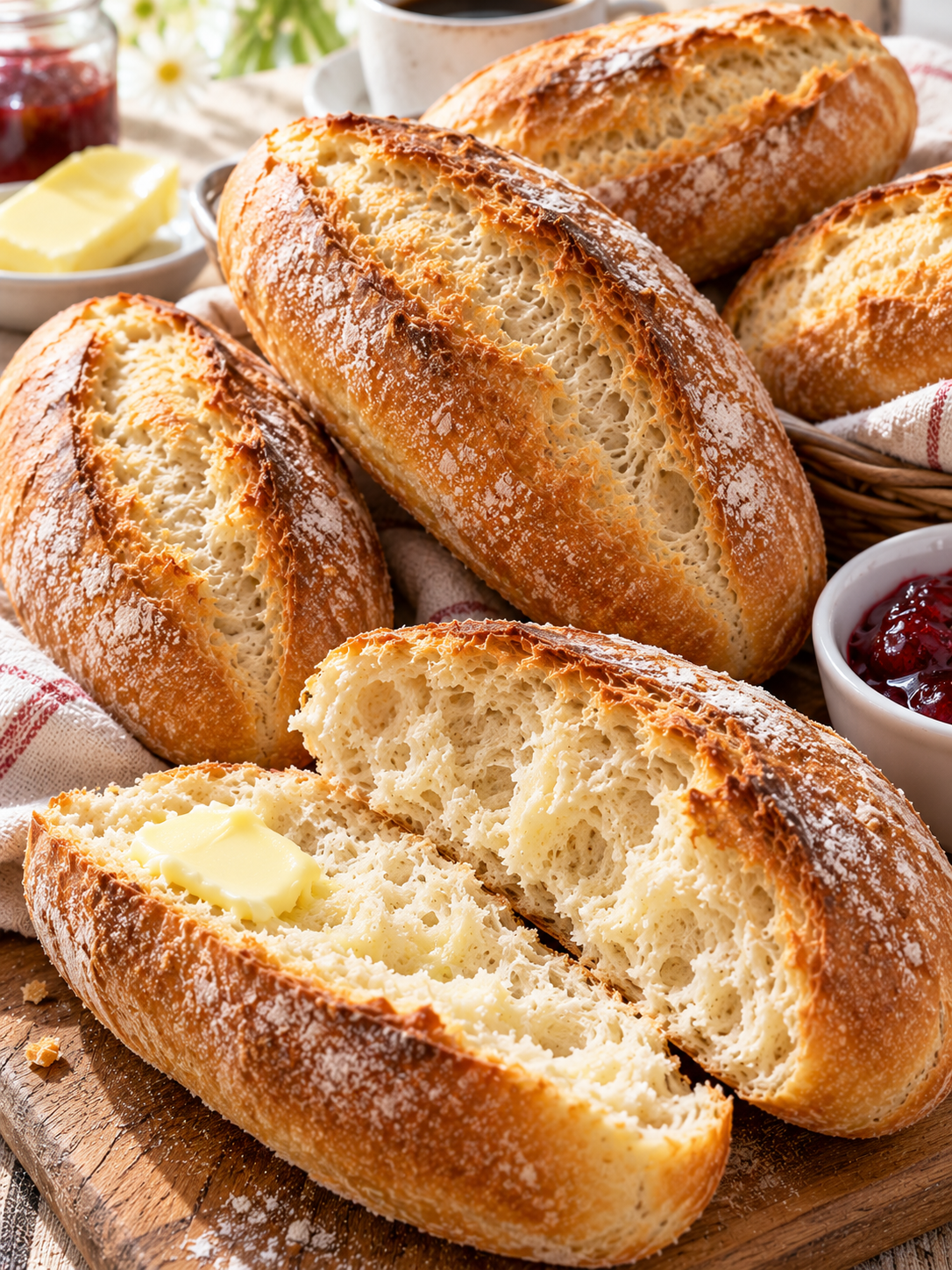 Berliner Knüppel zum Frühstück mit Butter und heller Krume