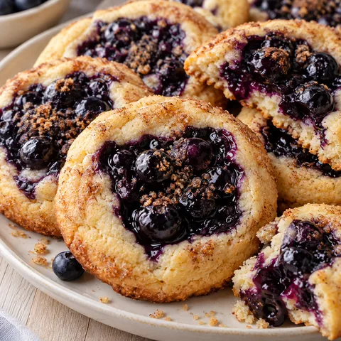 Blaubeer-Cookies mit glänzender Füllung und Zimtstreuseln