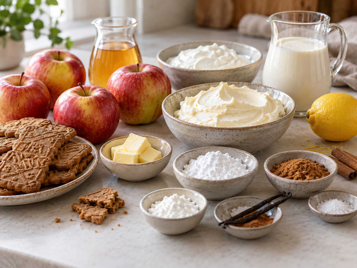 Zutaten für Bratapfel-Tiramisu mit Äpfeln, Spekulatius und Creme