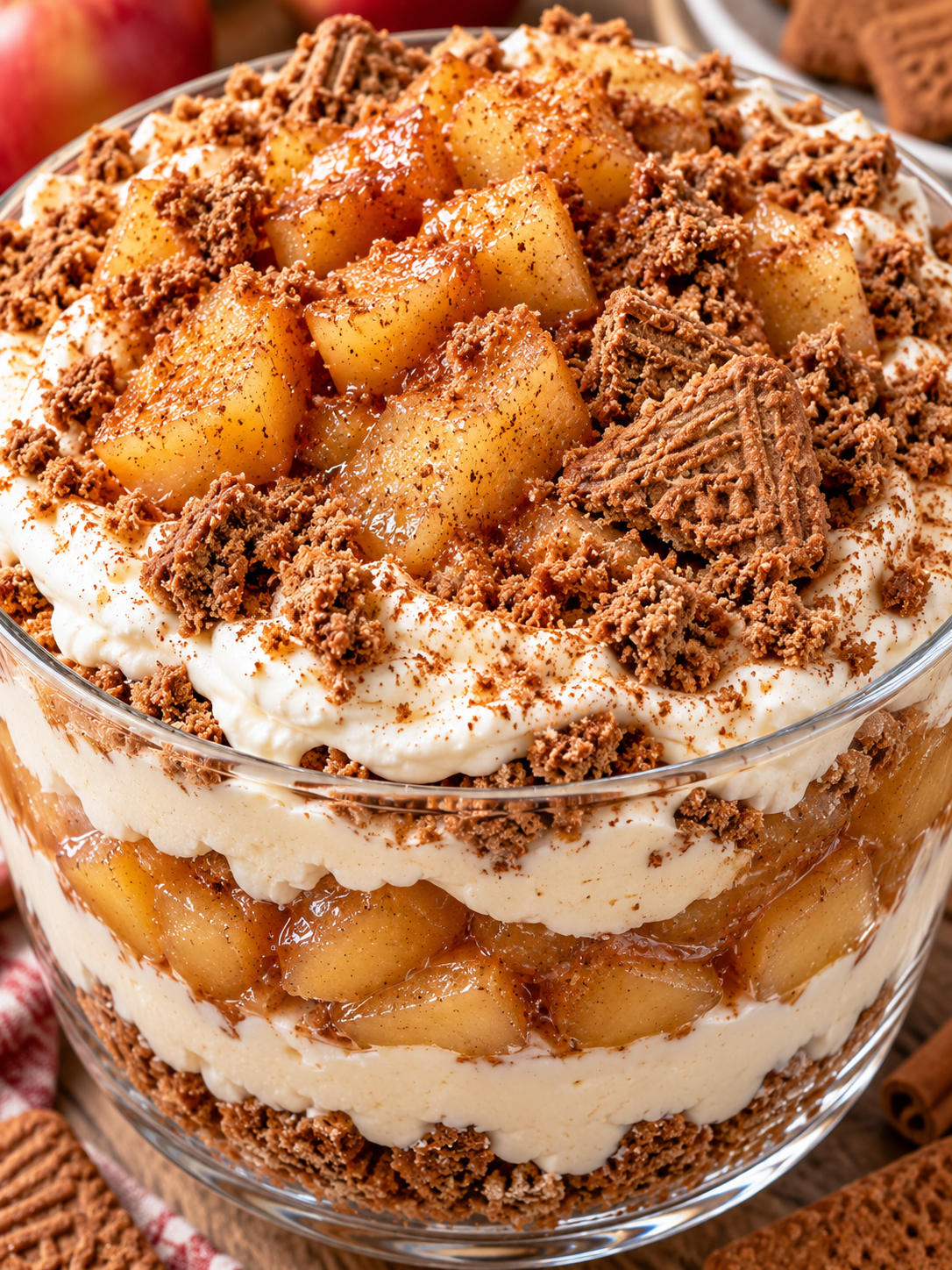 Bratapfel-Tiramisu mit Spekulatius und zimtigen Apfelstücken