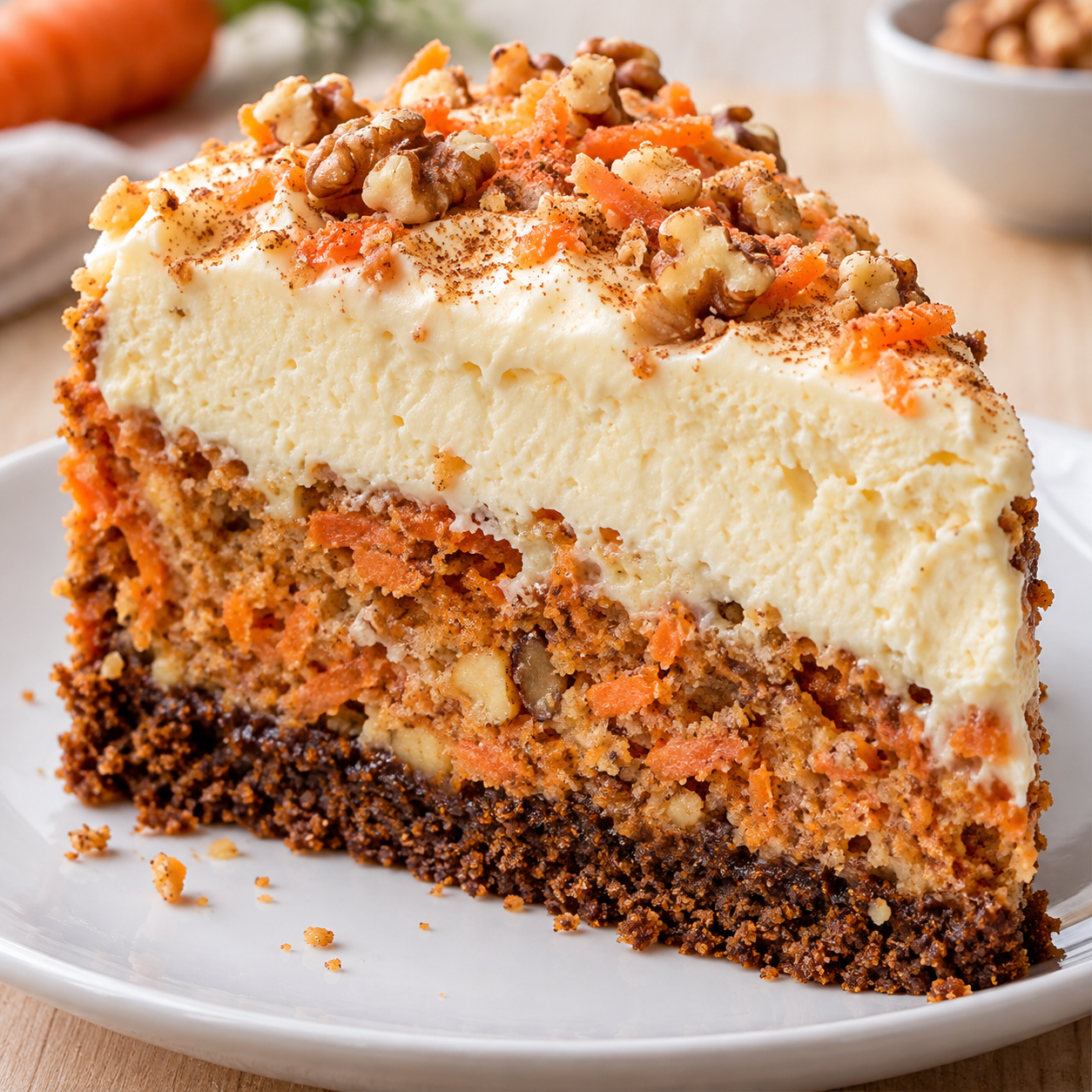 Carrot Cake Cheesecake mit cremiger Füllung und Karottenschichten
