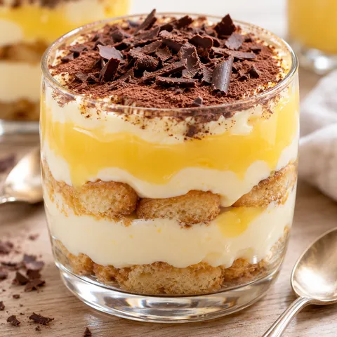 Eierlikör-Tiramisu im Glas mit Mascarponecreme und Kakao