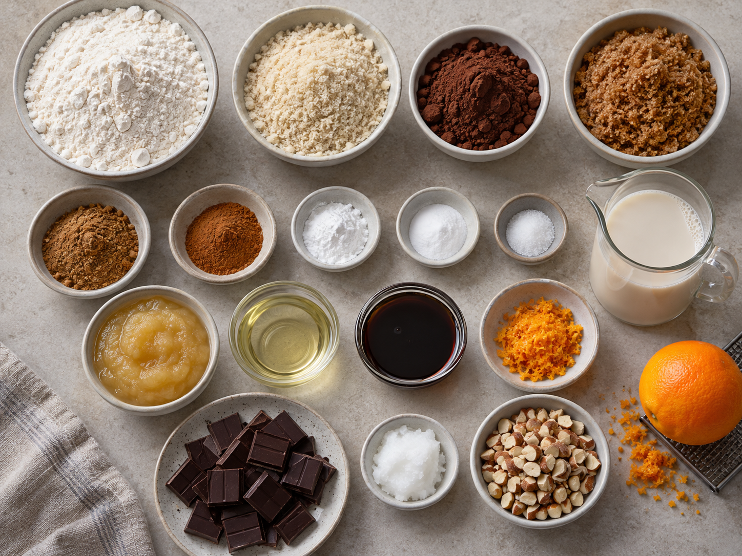 Vegane Zutaten für Schokoladen-Lebkuchen