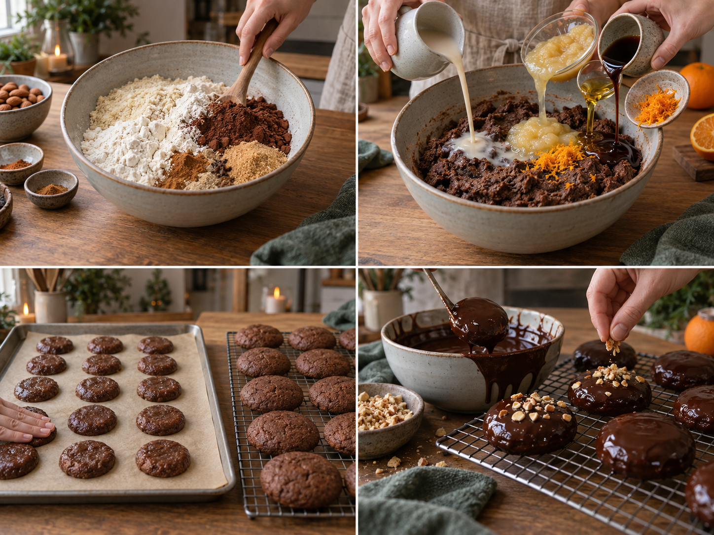 Vier Schritte für vegane Schokoladen-Lebkuchen