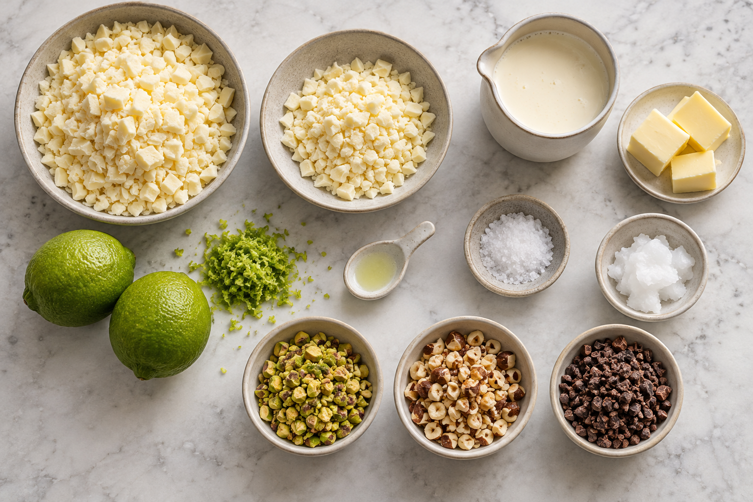 Zutaten für Limettentrüffel mit weißer Schokolade