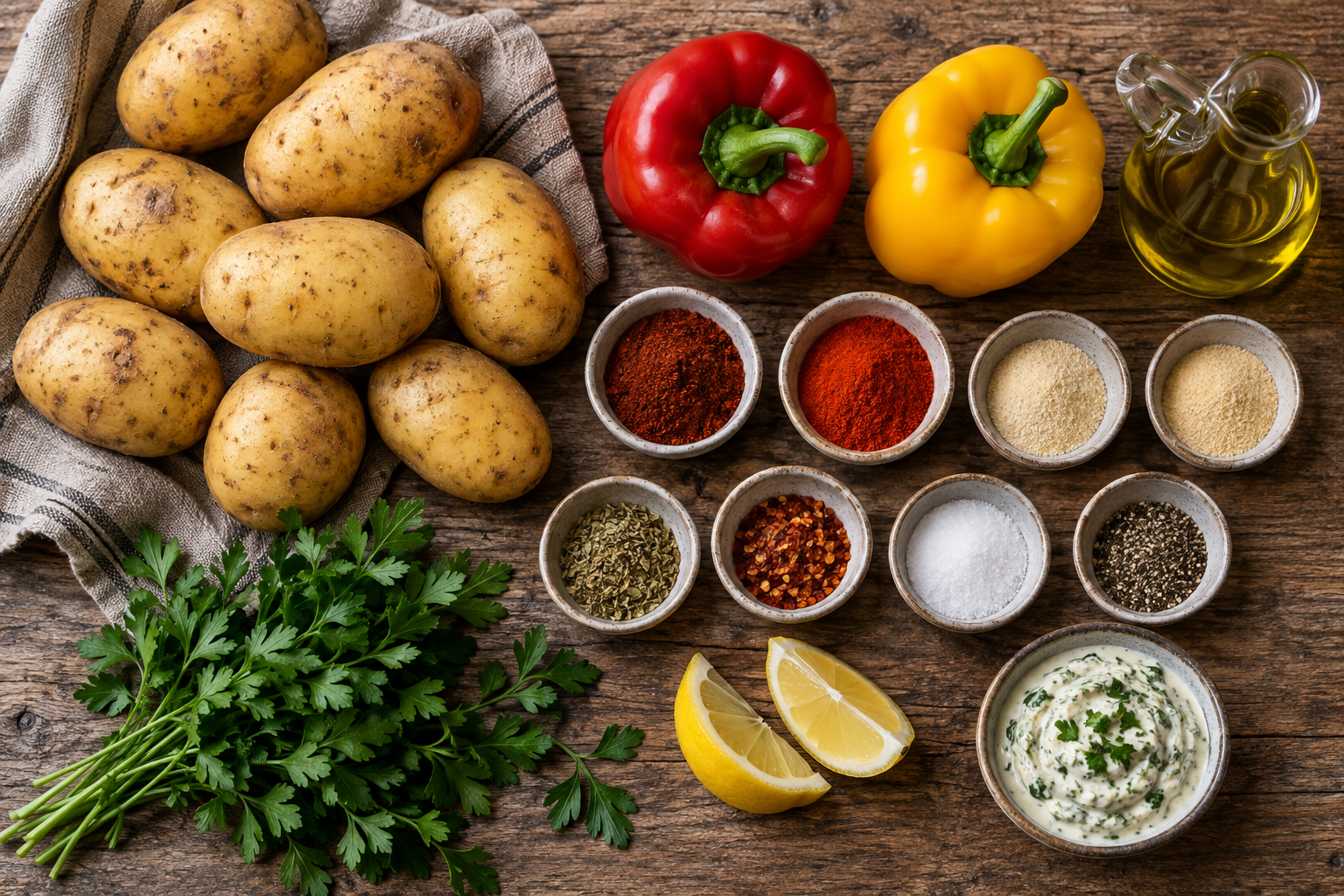 Zutaten für würzige Kartoffel-Paprika-Wedges