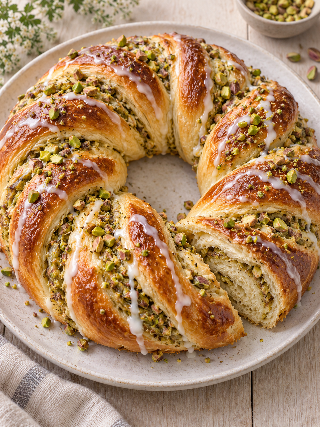 Hefekranz mit Marzipan und Pistazien – Rezeptübersicht