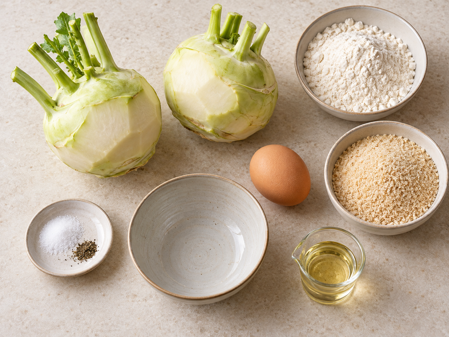 Zutaten für knusprige Kohlrabischnitzel