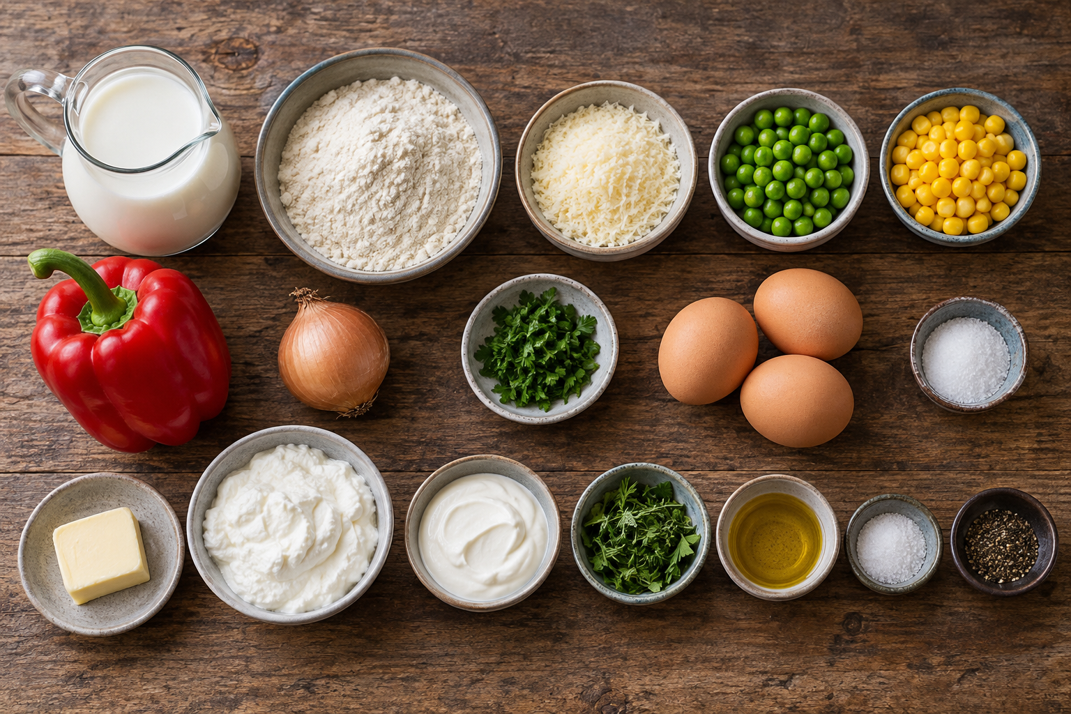 Zutaten für Gemüseschmarrn und frischen Kräuterdip